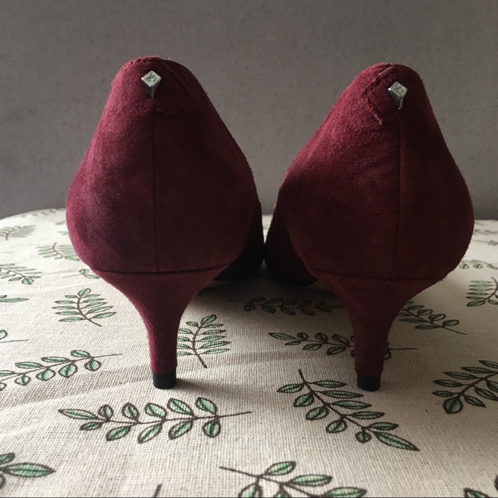 - Sam Edelman Suede Burgundy Dori Kitten Hea…